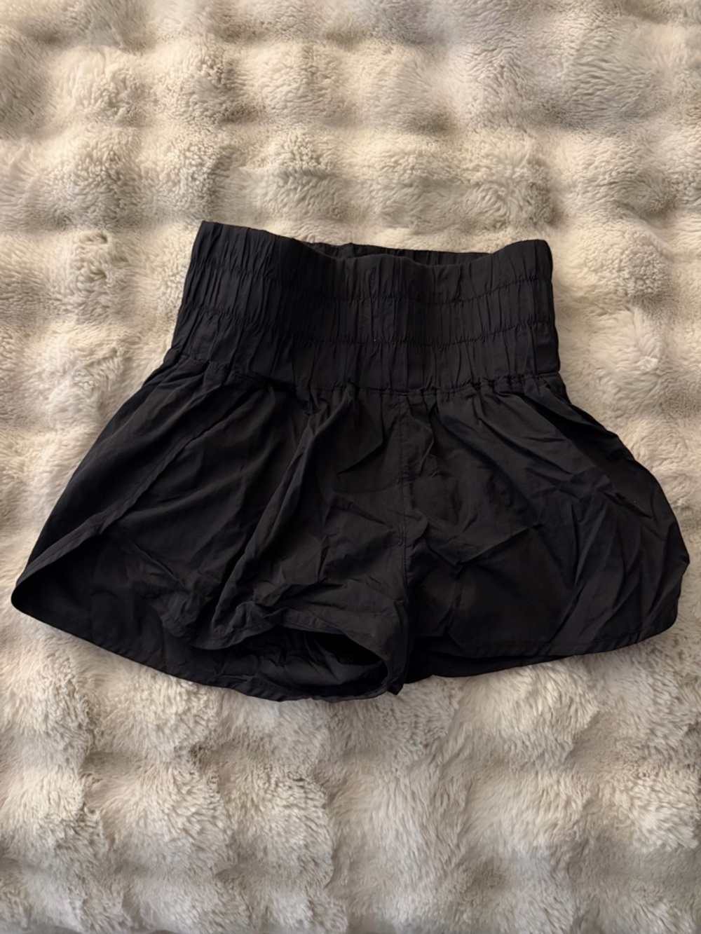 Free people the way home run shorts High-Waist Black Ruched Waist Shorts